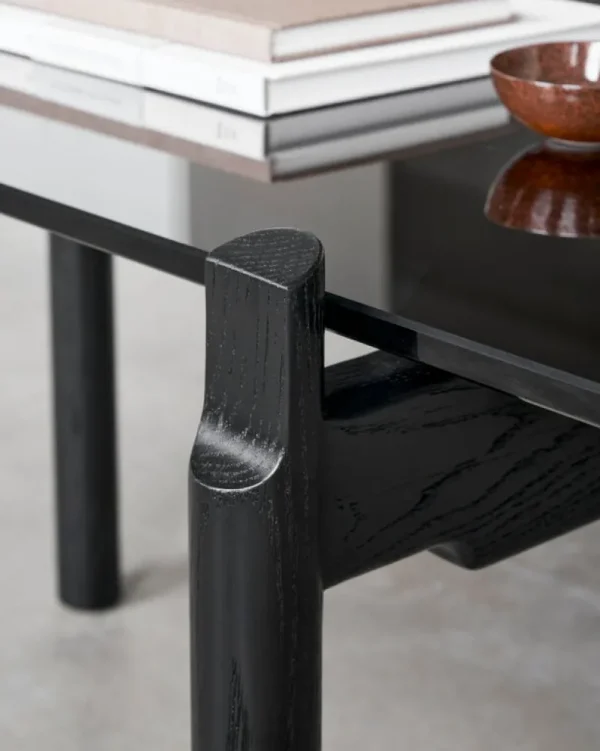 Sibast Tische-Wendelbo Notch Couchtisch, rechteckig, M, Glas - Eiche gebeizt, Schwarz