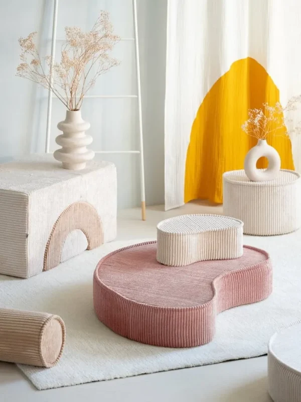 Kinder Wigiwama Möbel Für Das Kinderzimmer | Sitzgelegenheiten^Pouf-Set, Pink Mousse