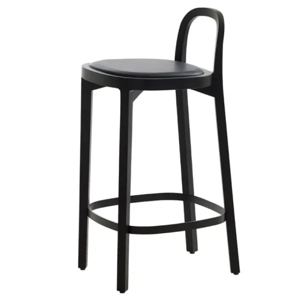 Vitra Sitzgelegenheiten-Woodnotes Barhocker Siro+, 65 cm, schwarz – schwarzes Leder