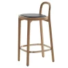 Muuto Sitzgelegenheiten-Woodnotes Barhocker Siro+, 65 cm, Eiche – schwarzes Leder