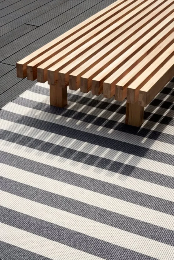 Woodnotes Outdoor-textilien | Teppiche Und Läufer^Big Stripe In-Out Teppich, Grau melange/Sandweiß