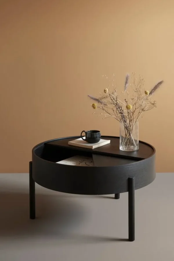 Woud Tische-Arc Couchtisch 66 cm, Esche schwarz lackiert
