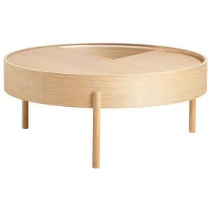 Viccarbe Tische-Woud Arc Couchtisch, 89 cm, Eiche weiß pigmentiert