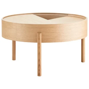 Viccarbe Tische-Woud Arc Couchtisch, 66 cm, Eiche weiß pigmentiert
