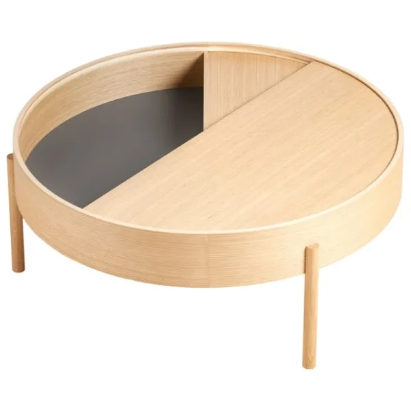 Viccarbe Tische-Woud Arc Couchtisch, 89 cm, Eiche weiß pigmentiert