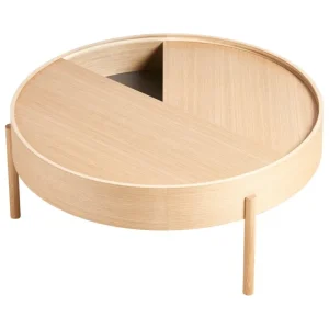 Viccarbe Tische-Woud Arc Couchtisch, 89 cm, Eiche weiß pigmentiert