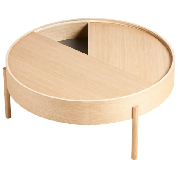 Viccarbe Tische-Woud Arc Couchtisch, 89 cm, Eiche weiß pigmentiert