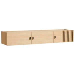 Woud Aufbewahrungsmöbel-Array Sideboard, 150 cm, wandmontiert, Eiche weiß lackiert