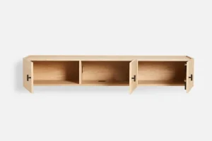 Woud Aufbewahrungsmöbel-Array Sideboard, 150 cm, wandmontiert, Eiche weiß lackiert