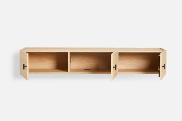 Woud Aufbewahrungsmöbel-Array Sideboard, 150 cm, wandmontiert, Eiche weiß lackiert