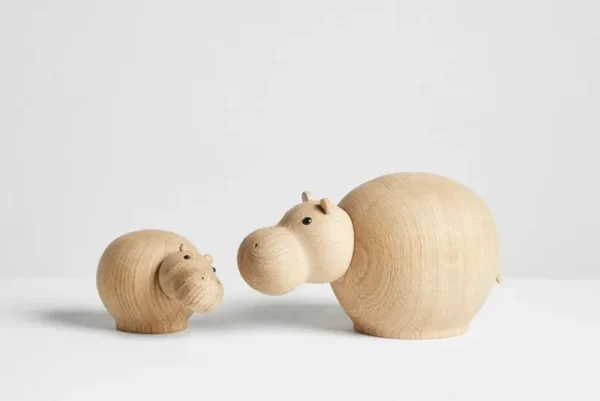 Kinder Woud Kinderzimmereinrichtung | Dekorationsgegenstände^Hibo Hippopotamus Figur, mini, Eiche
