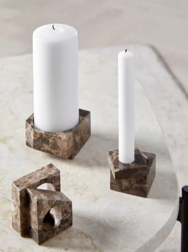 applicata Kerzen Und Kerzenhalter-Woud Jeu de dés Kerzenhalter 1, brauner Marmor
