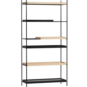 Woud Regale-Tray Regal, hoch, 1+2 Eiche/1+2 schwarz