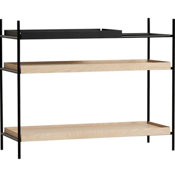 Woud Regale-Tray Regal, niedrig, 1 schwarz/2 Eiche