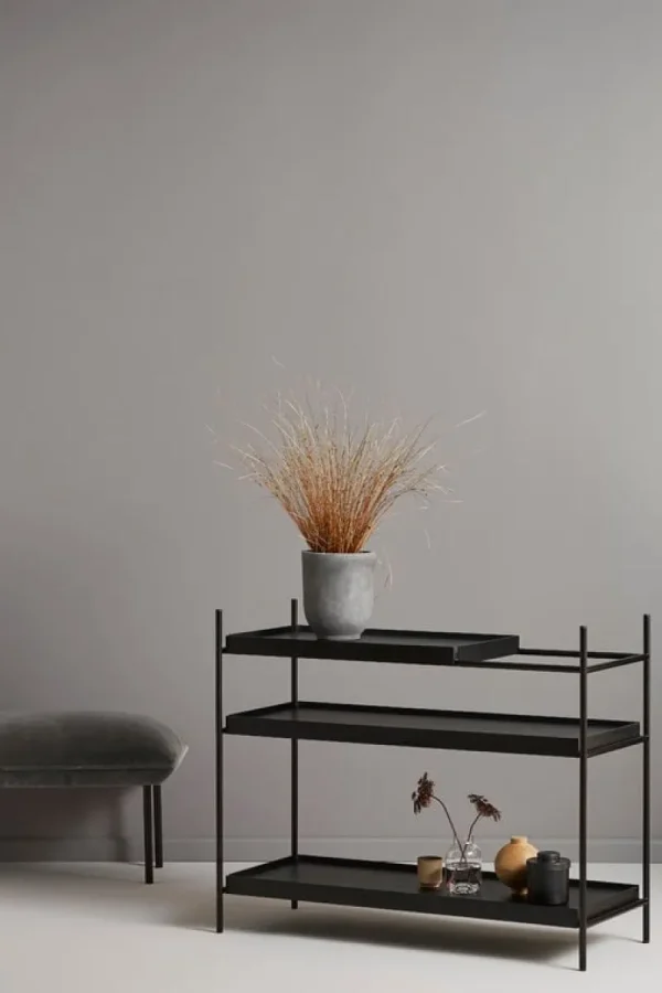 Woud Regale-Tray Regal, niedrig, schwarz