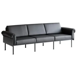Yrju00f6 Kukkapuro Sofas Und Liegen-Yrjö Kukkapuro Ateljee 3-Sitzer-Sofa, Schwarz - schwarzes Leder
