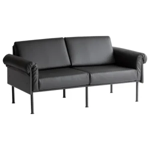 Yrju00f6 Kukkapuro Sofas Und Liegen-Yrjö Kukkapuro Ateljee 2-Sitzer-Sofa, Schwarz - schwarzes Leder