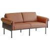 &Tradition Sofas Und Liegen-Yrjö Kukkapuro Ateljee 2-Sitzer-Sofa, Schwarz - cognacbraunes Leder