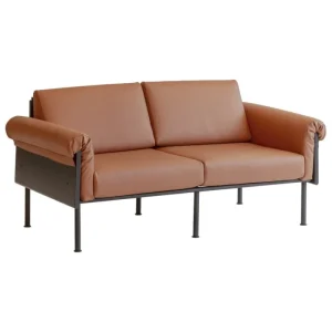 &Tradition Sofas Und Liegen-Yrjö Kukkapuro Ateljee 2-Sitzer-Sofa, Schwarz - cognacbraunes Leder
