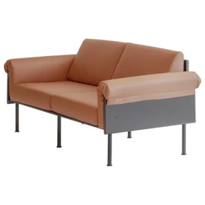 &Tradition Sofas Und Liegen-Yrjö Kukkapuro Ateljee 2-Sitzer-Sofa, Schwarz - cognacbraunes Leder