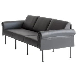 Yrju00f6 Kukkapuro Sofas Und Liegen-Yrjö Kukkapuro Ateljee 3-Sitzer-Sofa, Schwarz - schwarzes Leder