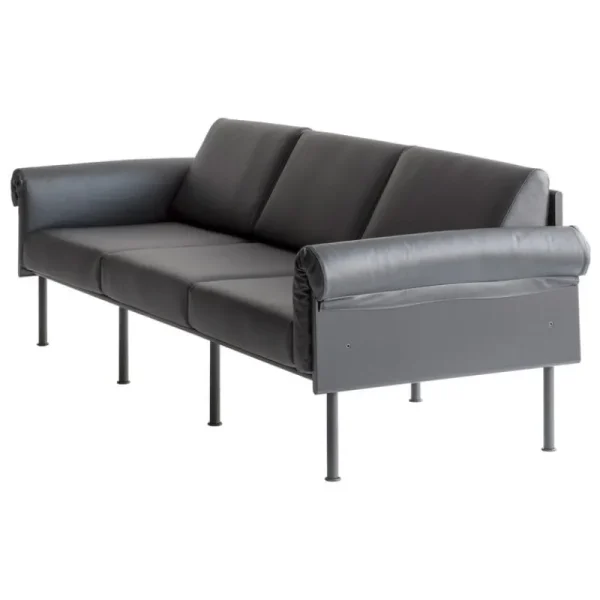 Yrju00f6 Kukkapuro Sofas Und Liegen-Yrjö Kukkapuro Ateljee 3-Sitzer-Sofa, Schwarz - schwarzes Leder