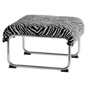 Yrju00f6 Kukkapuro Sitzgelegenheiten-Yrjö Kukkapuro Remmi Polsterhocker, Chrom – Artek Zebra